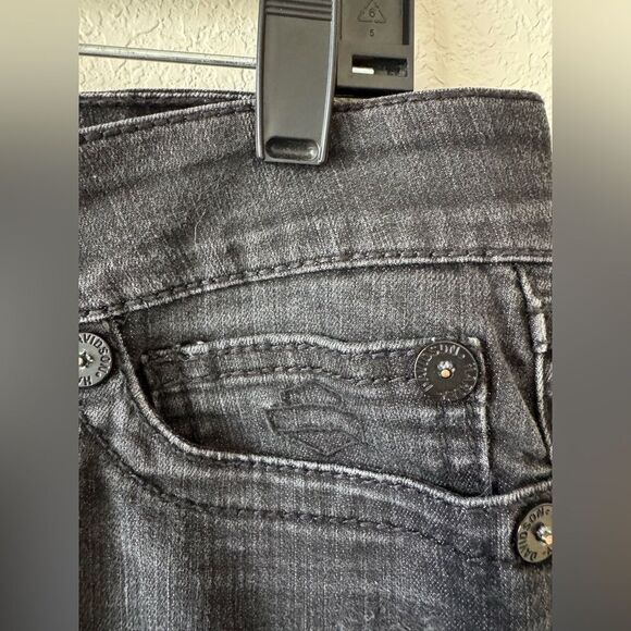 Harley-Davidson Women’s Jeans Black Straight Leg Stretch Denim Sz 14 31" inseam - Picture 3 of 10